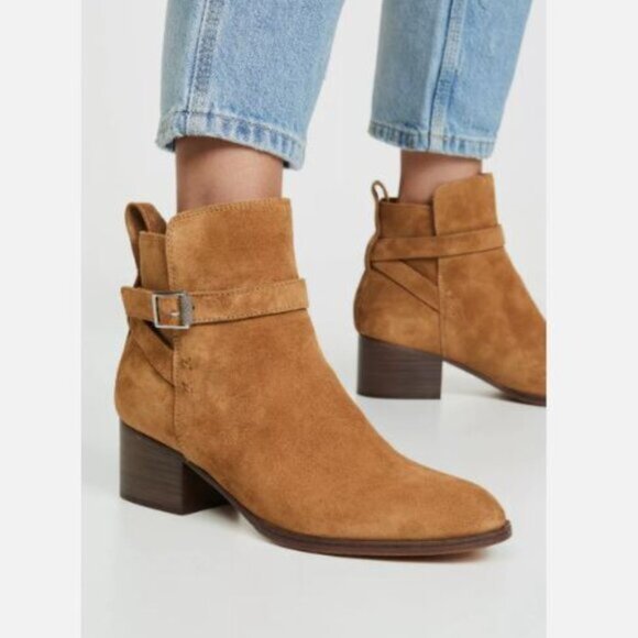 NWT rag & bone Walker Buckled Suede Ankle Boots in Golden Brown (size: 6) - Picture 2 of 11